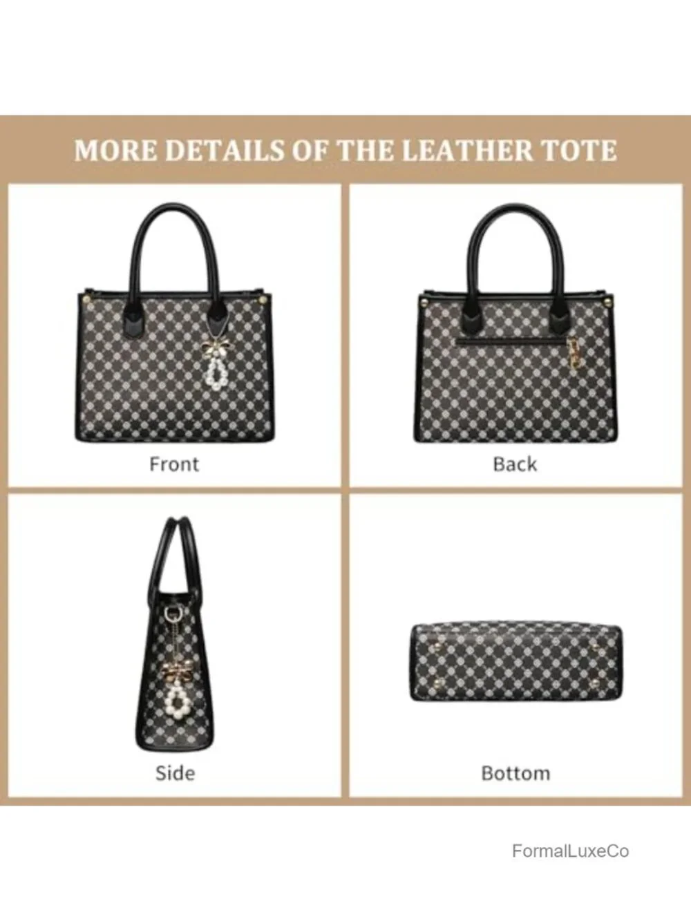 Women Satchel Handbag PU Leather Top Handle Shoulder Tote with Wallet Card